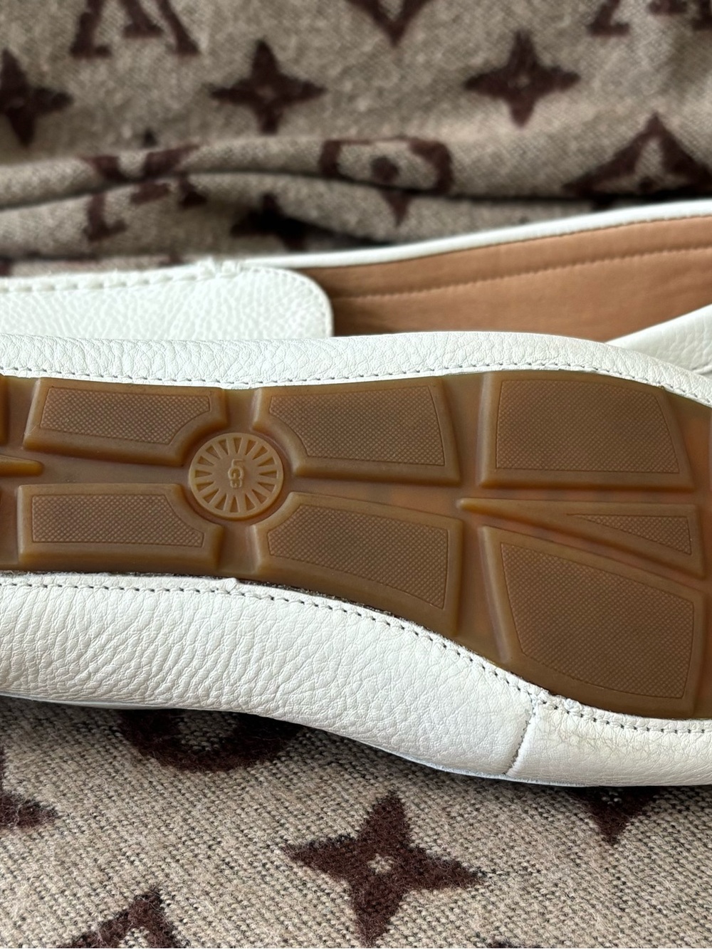 UGG Women's White Leather Driving Loafers - size 8.5 - Picture 5 of 7